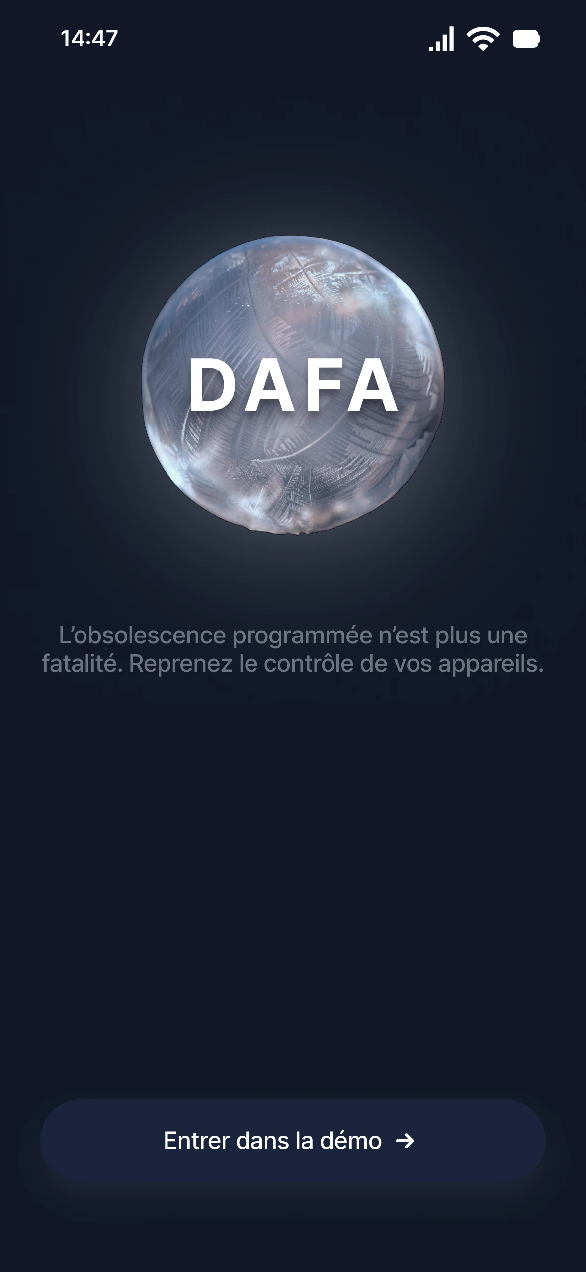 Interface de l'application DAFA